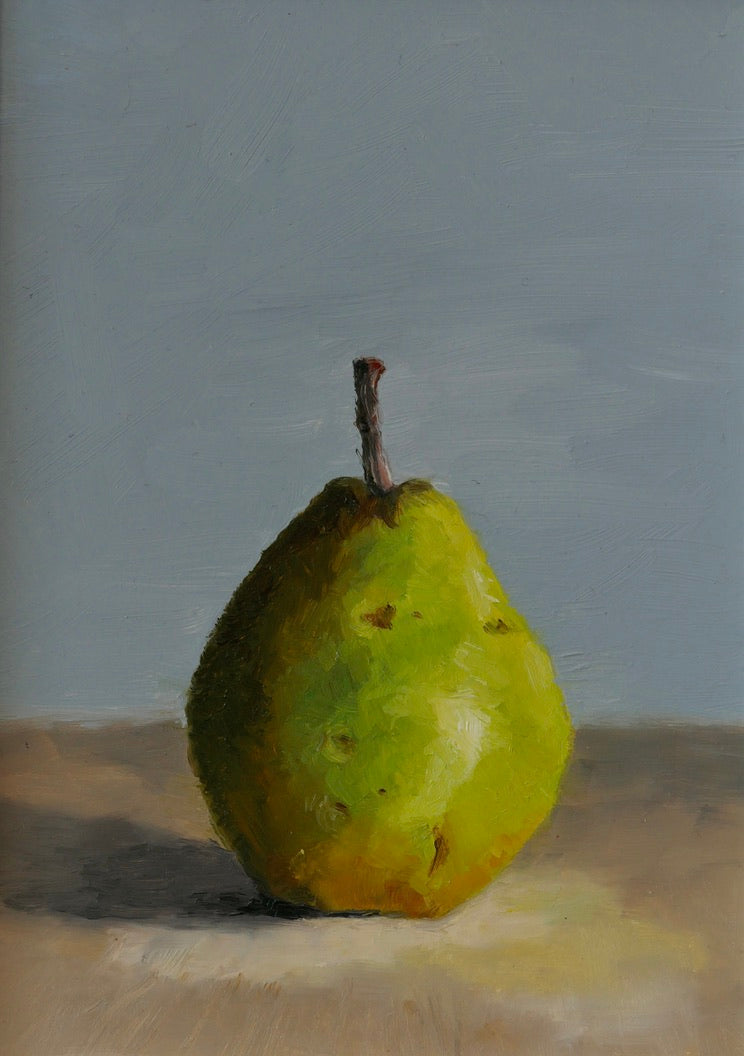 Pear with blue background